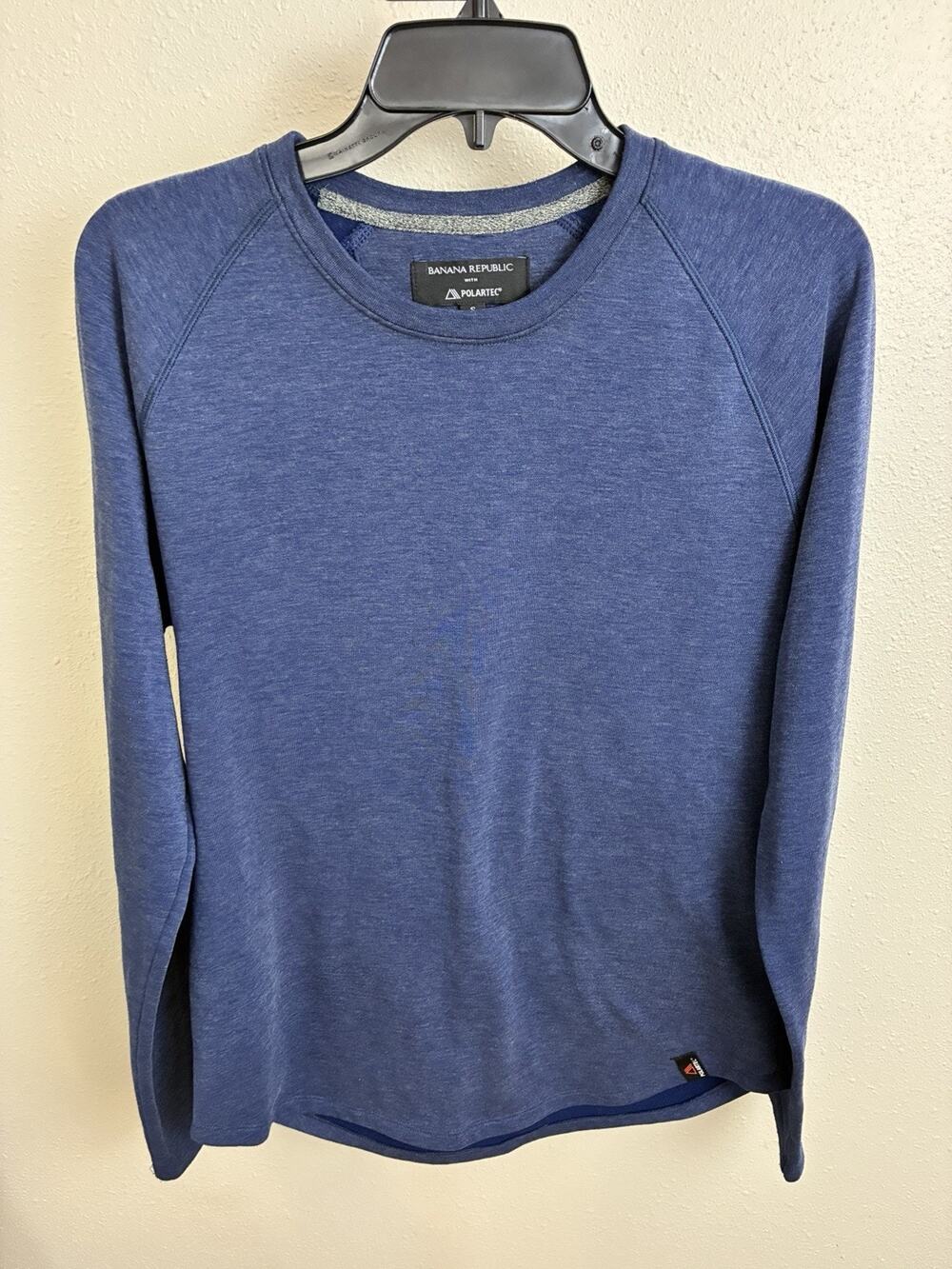Banana Republic Polartec Shirt Size S Long Sleeve Fleece Crewneck Blue Heather